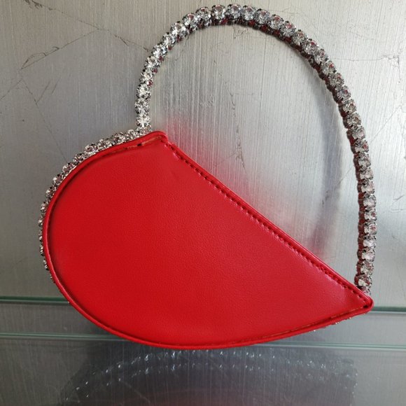 Small Red Heart Purse with Silver Rhinestones - Picture 6 of 7